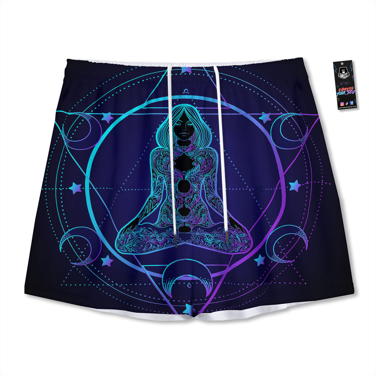 Mandala Spiritual Girl Print Mesh Shorts