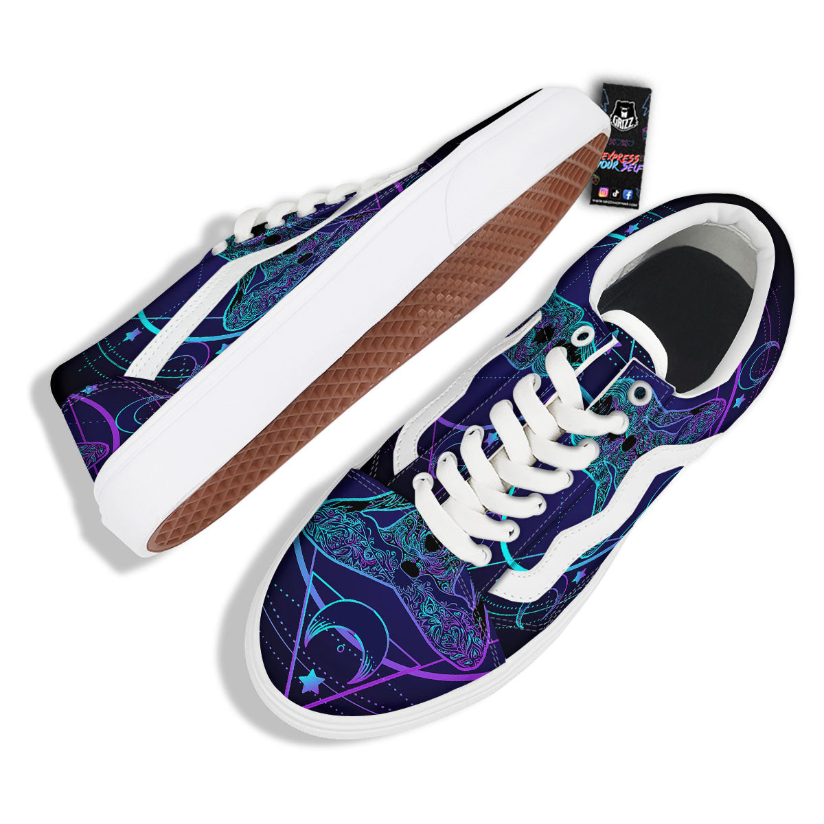Mandala Spiritual Girl Print Skate Shoes-grizzshop