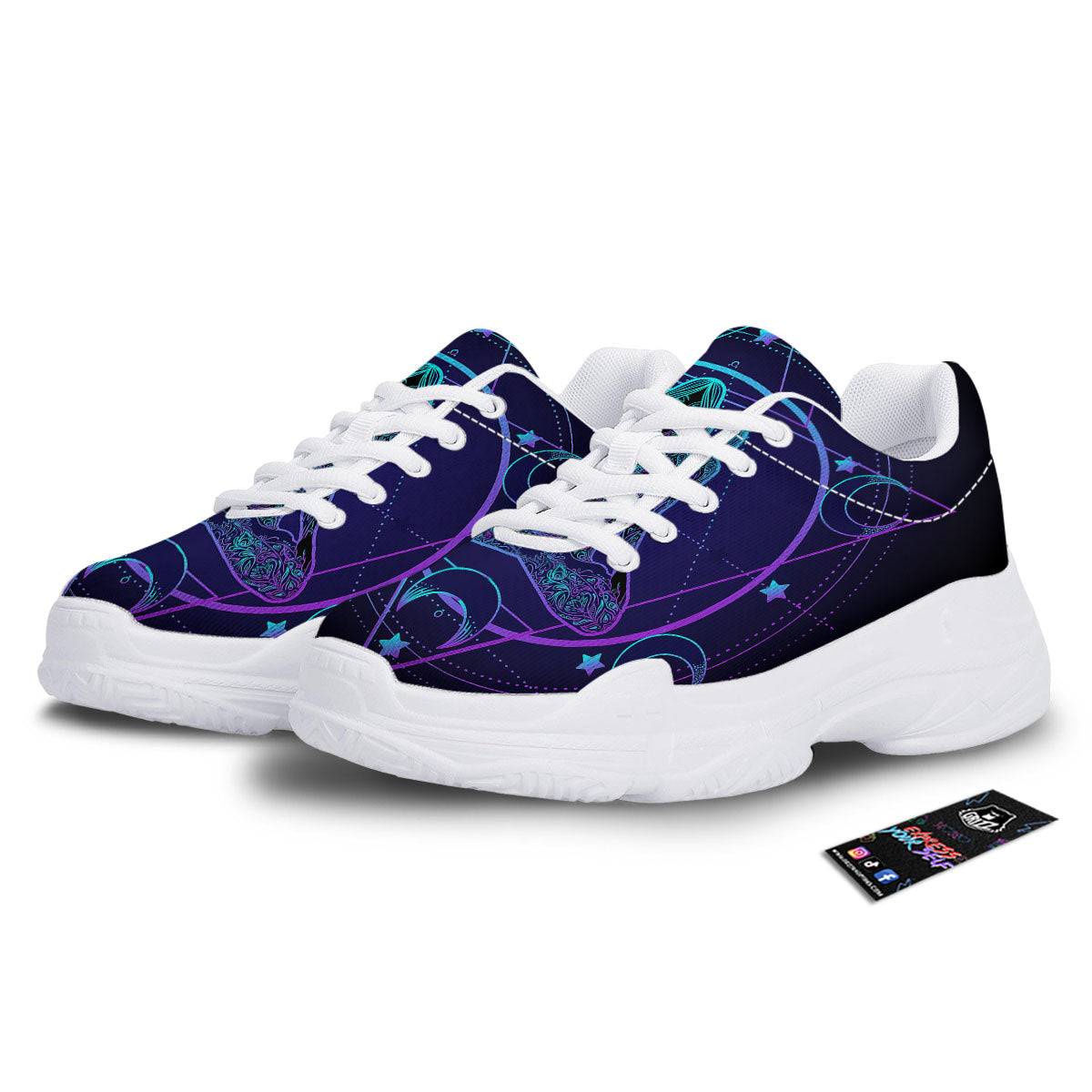 Mandala Spiritual Girl Print White Chunky Shoes-grizzshop