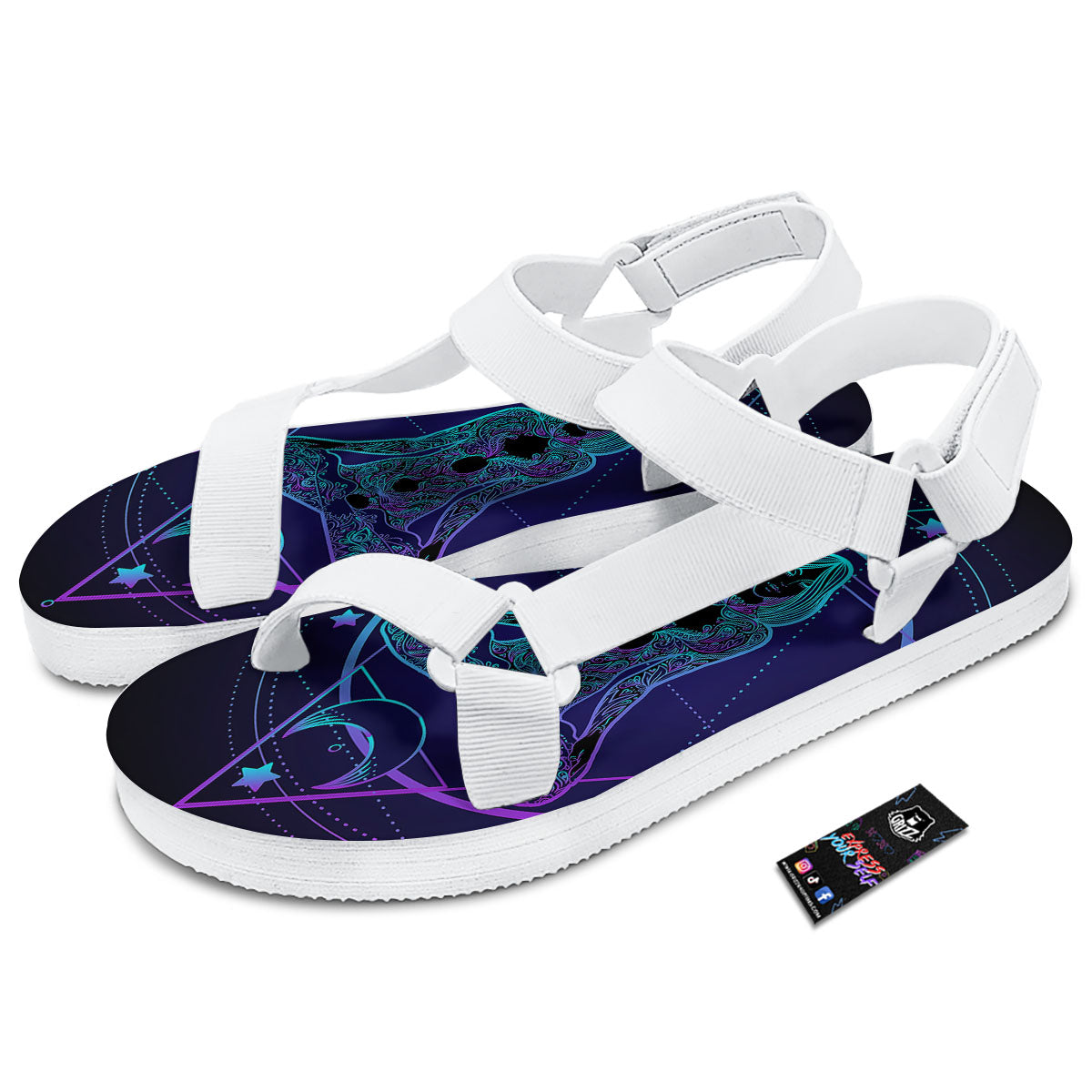 Mandala Spiritual Girl Print White Open Toe Sandals-grizzshop