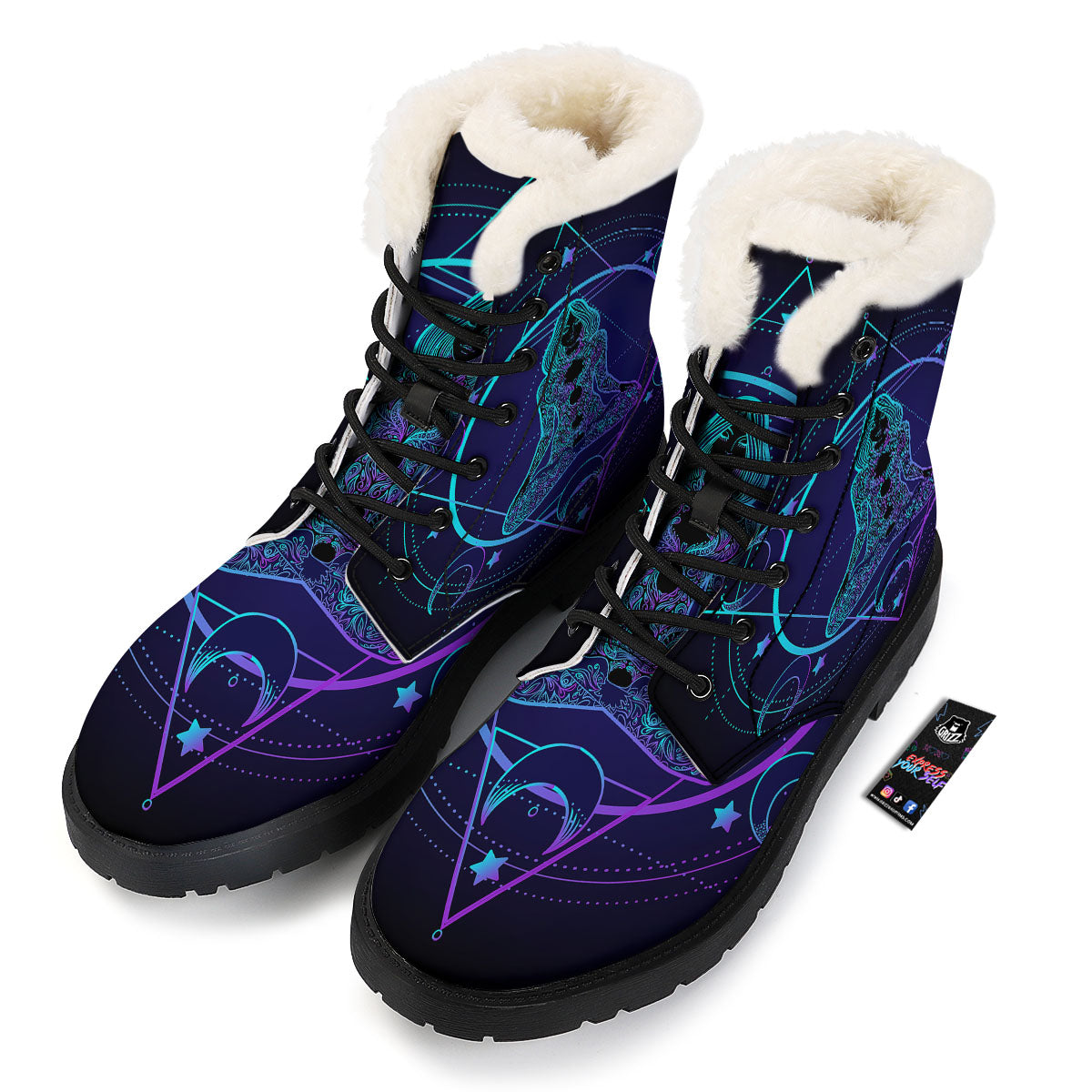 Mandala Spiritual Girl Print Winter Boots-grizzshop