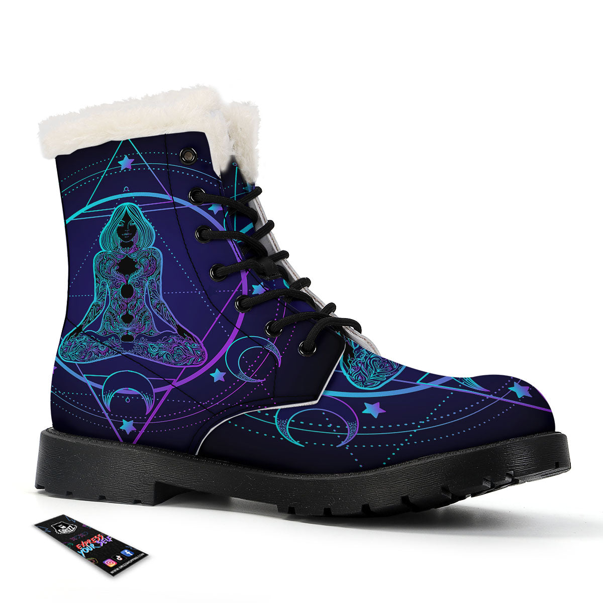 Mandala Spiritual Girl Print Winter Boots-grizzshop
