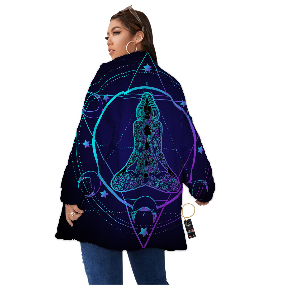 Mandala Spiritual Girl Print Women's Sherpa Jacket-grizzshop