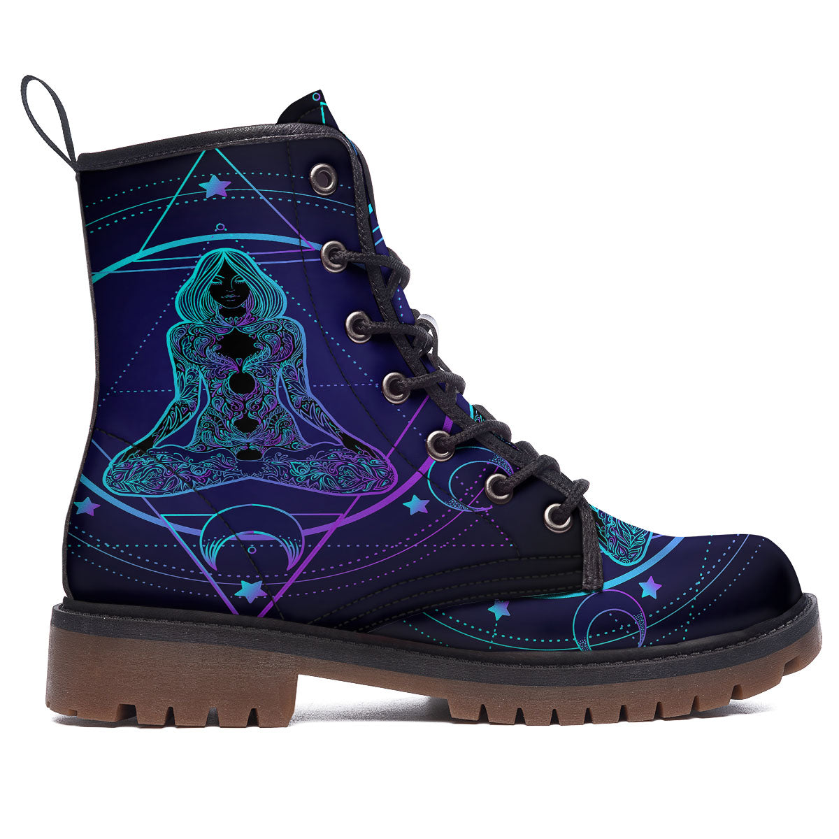Mandala Spiritual Girl Print Work Boots-grizzshop