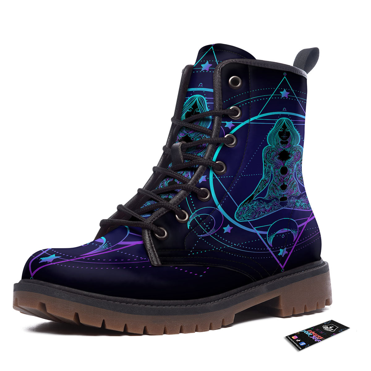 Mandala Spiritual Girl Print Work Boots-grizzshop
