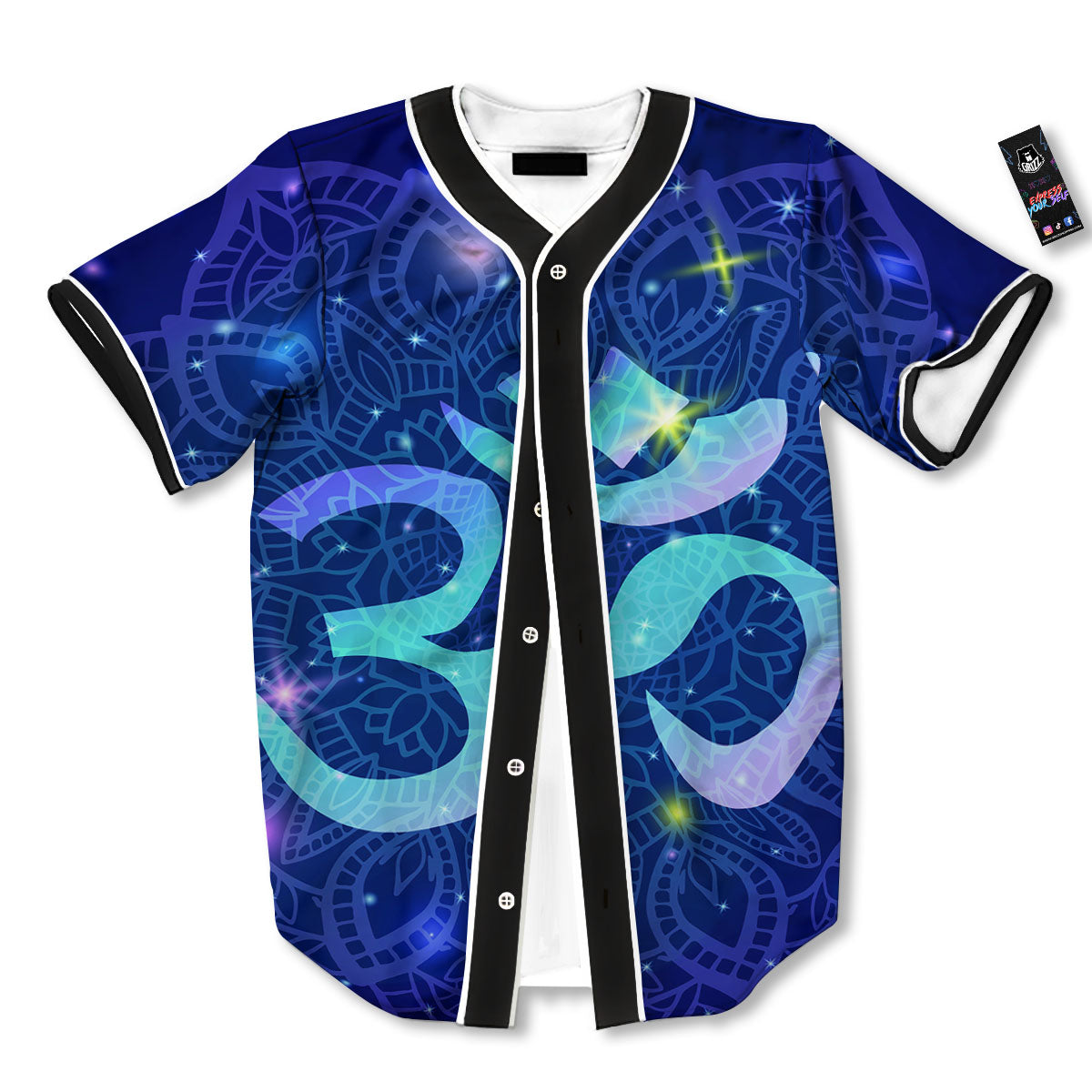 Mandala Spiritual Om Print Baseball Jersey-grizzshop