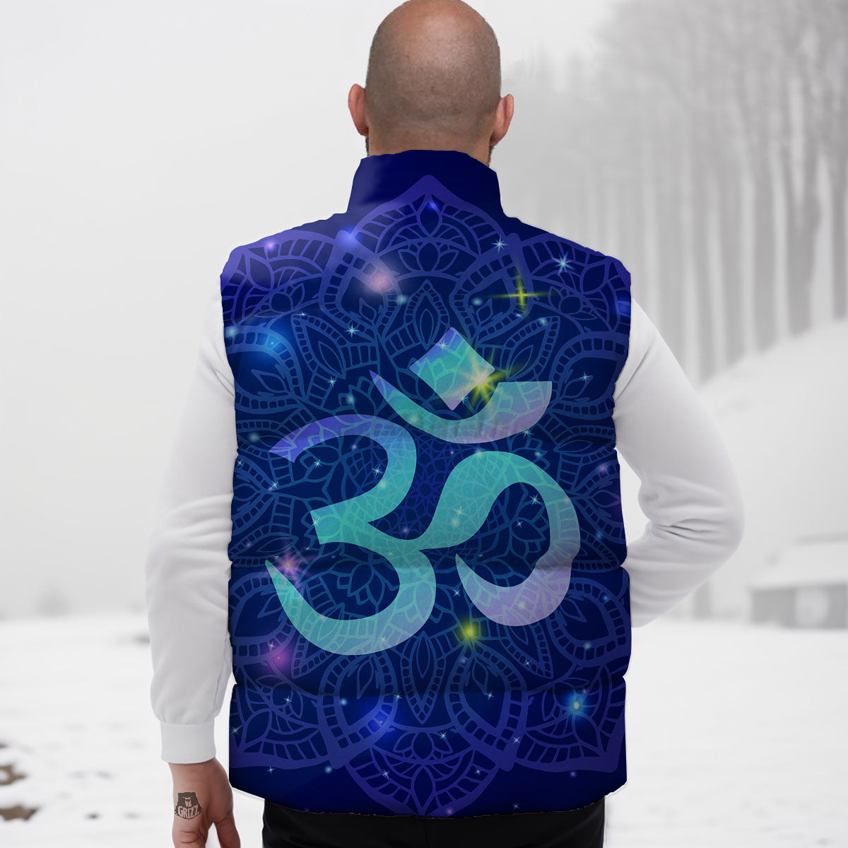Mandala Spiritual Om Print Down Vest