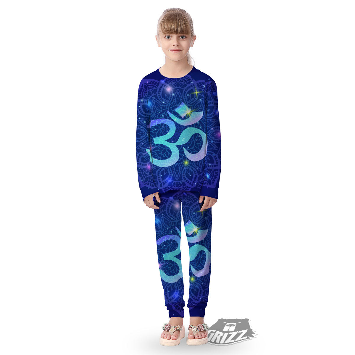 Mandala Spiritual Om Print Kid's Pajamas-grizzshop