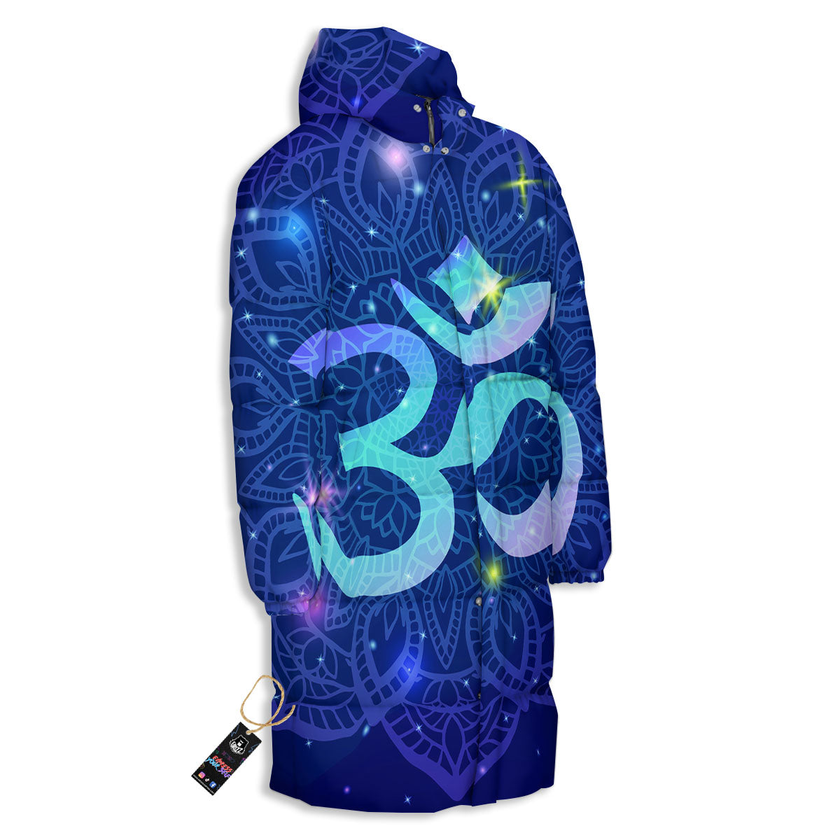 Mandala Spiritual Om Print Long Down Jacket-grizzshop