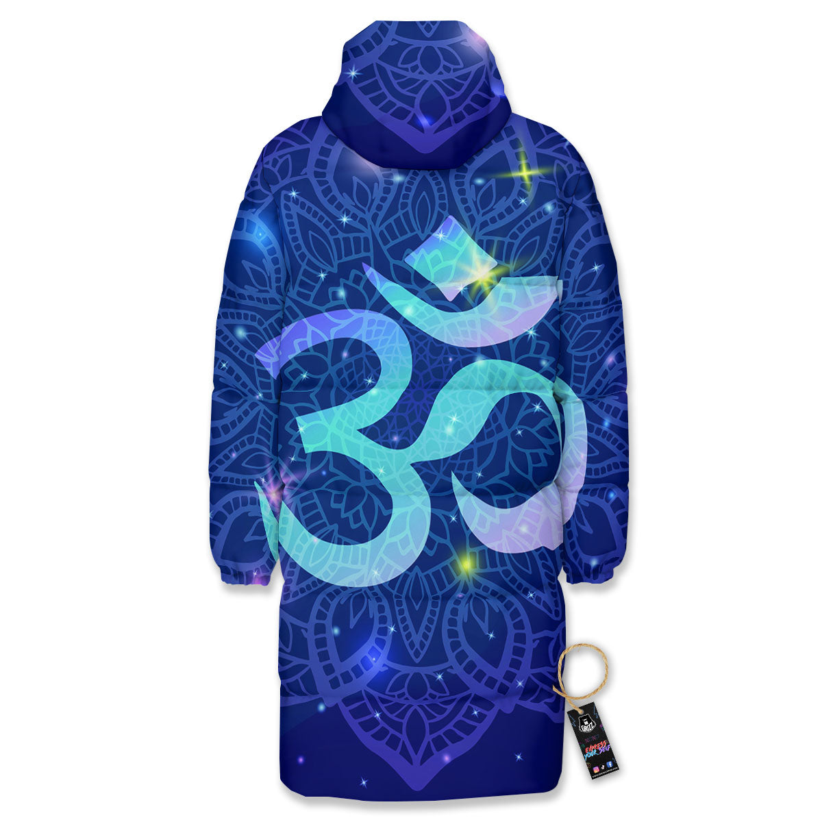 Mandala Spiritual Om Print Long Down Jacket-grizzshop