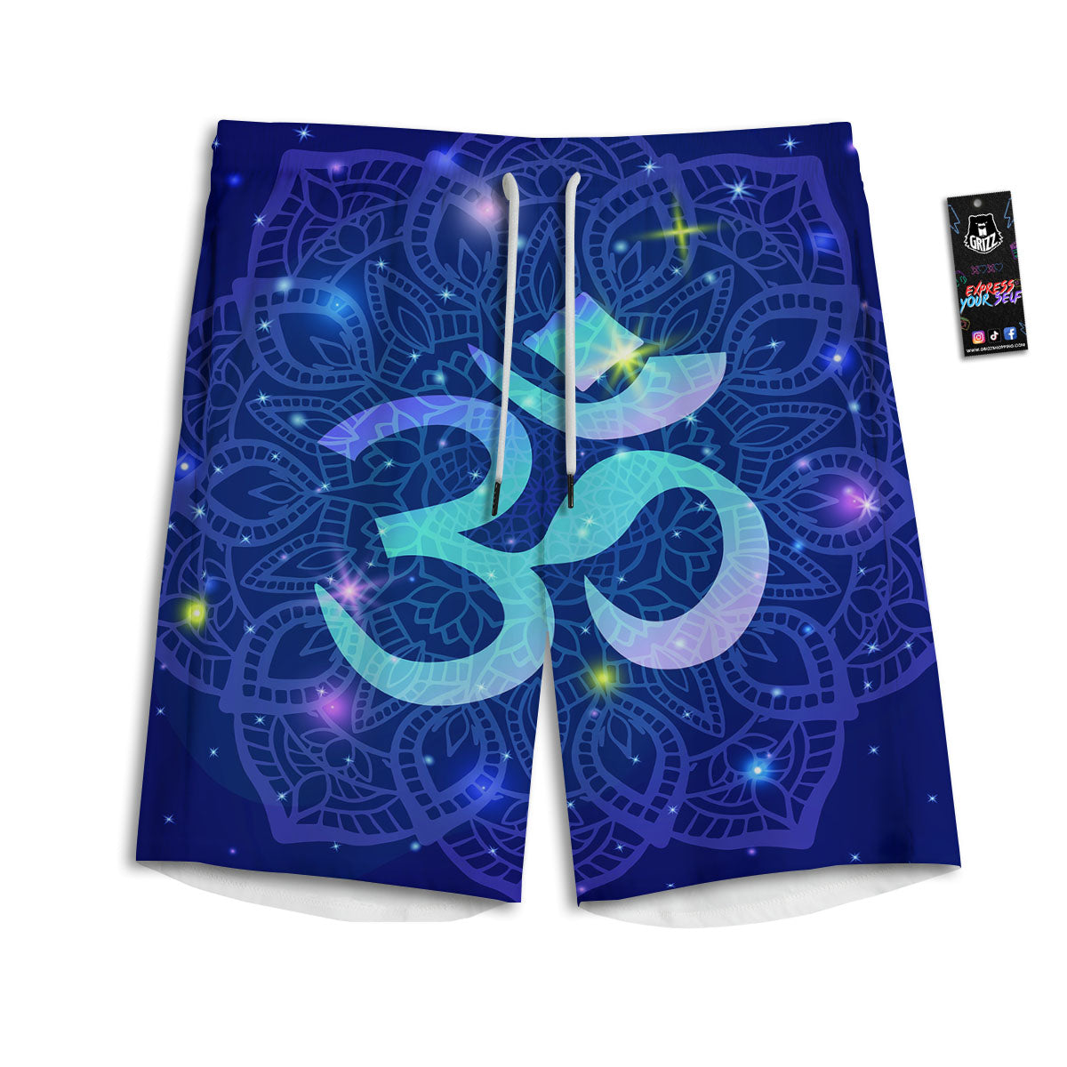 Mandala Spiritual Om Print Men's Athletic Shorts