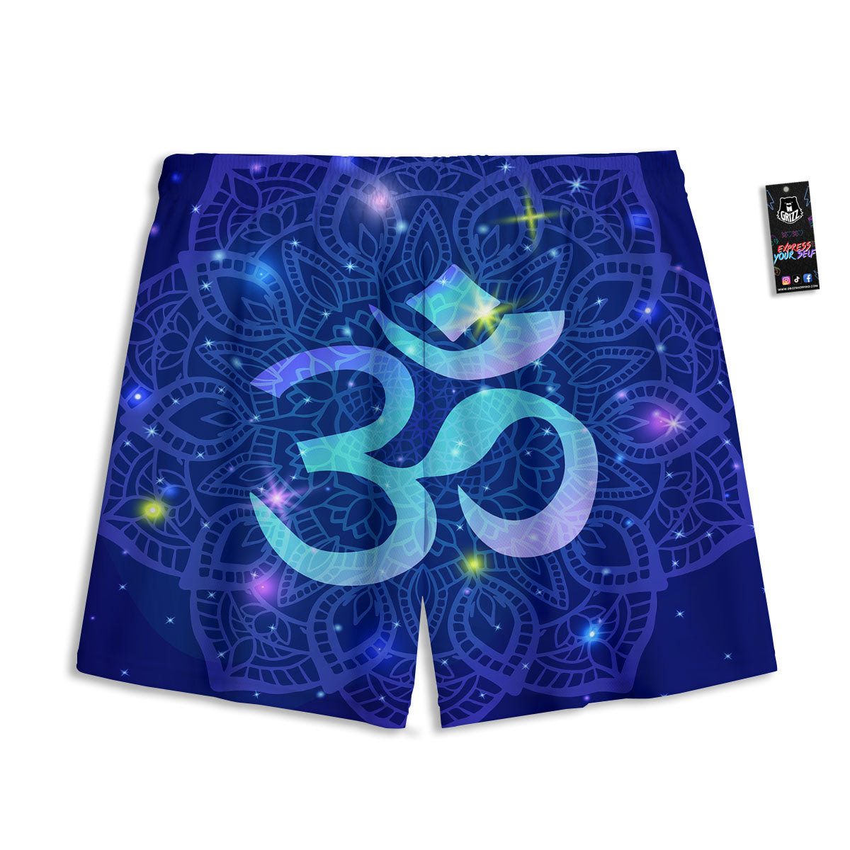 Mandala Spiritual Om Print Mesh Shorts