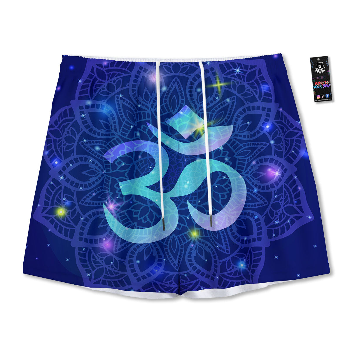 Mandala Spiritual Om Print Mesh Shorts