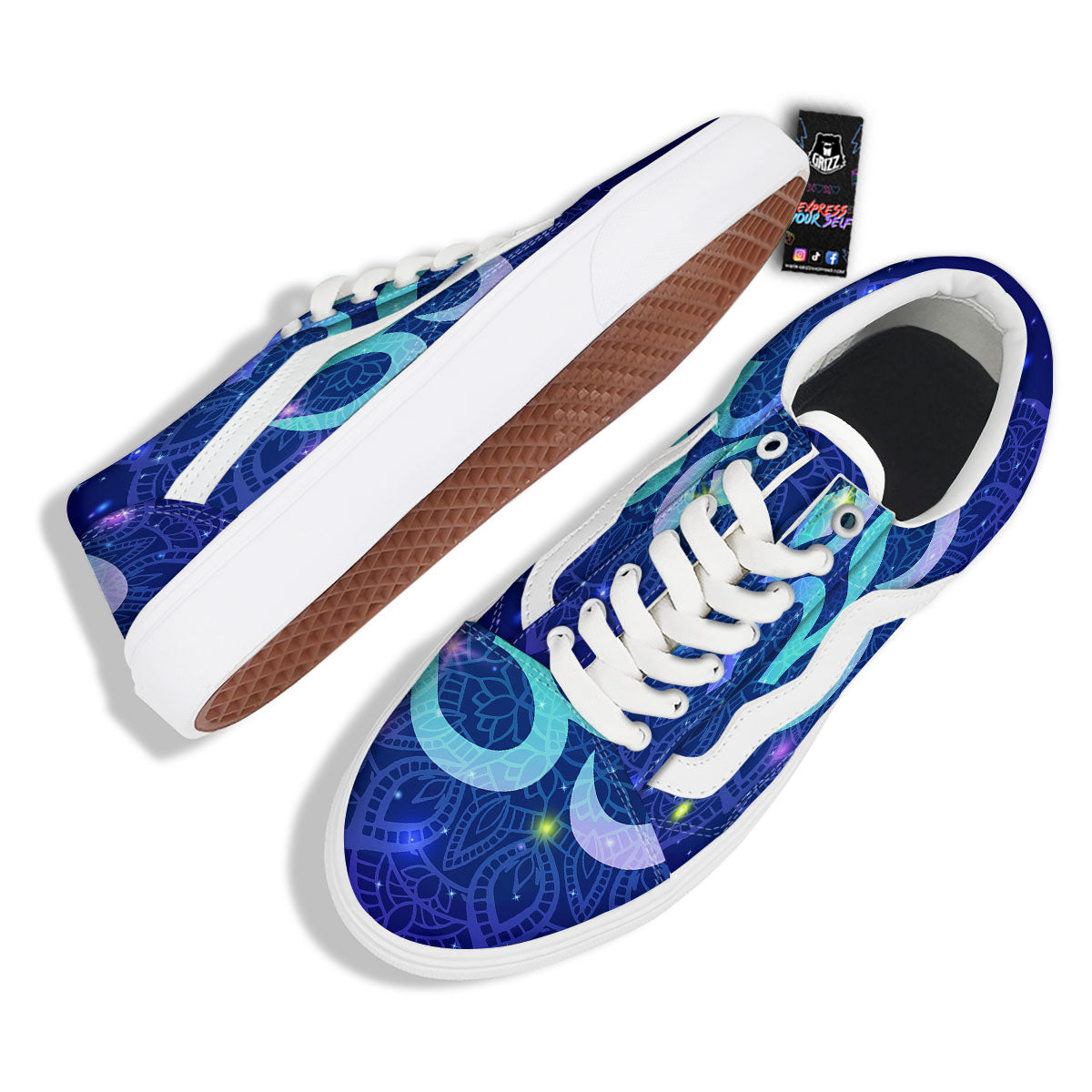 Mandala Spiritual Om Print Skate Shoes-grizzshop