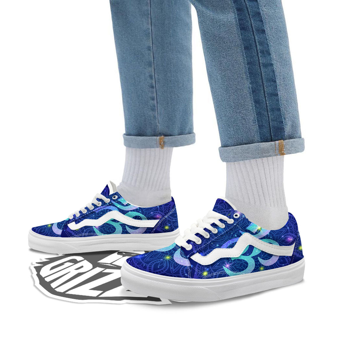 Mandala Spiritual Om Print Skate Shoes-grizzshop