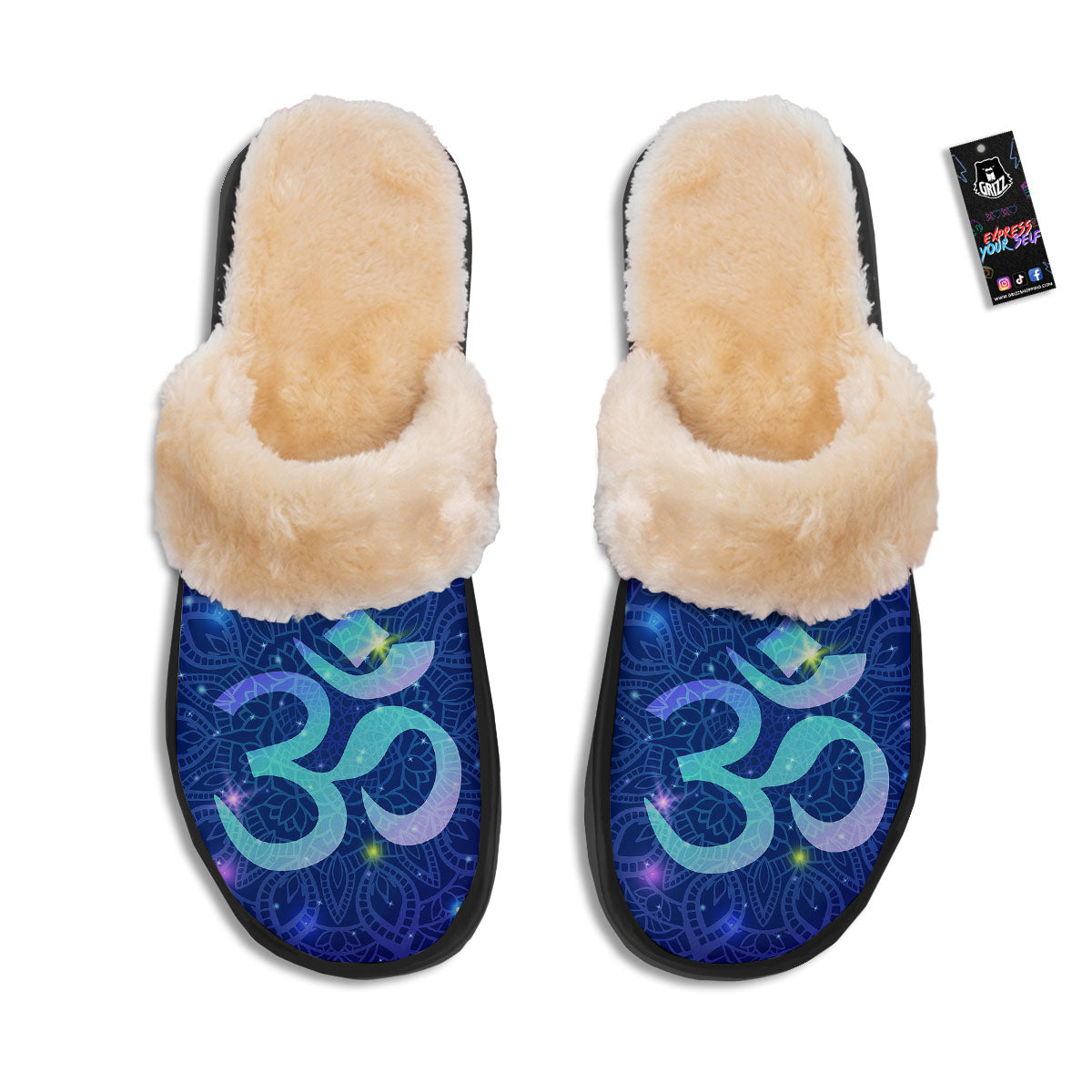 Mandala Spiritual Om Print Slippers-grizzshop