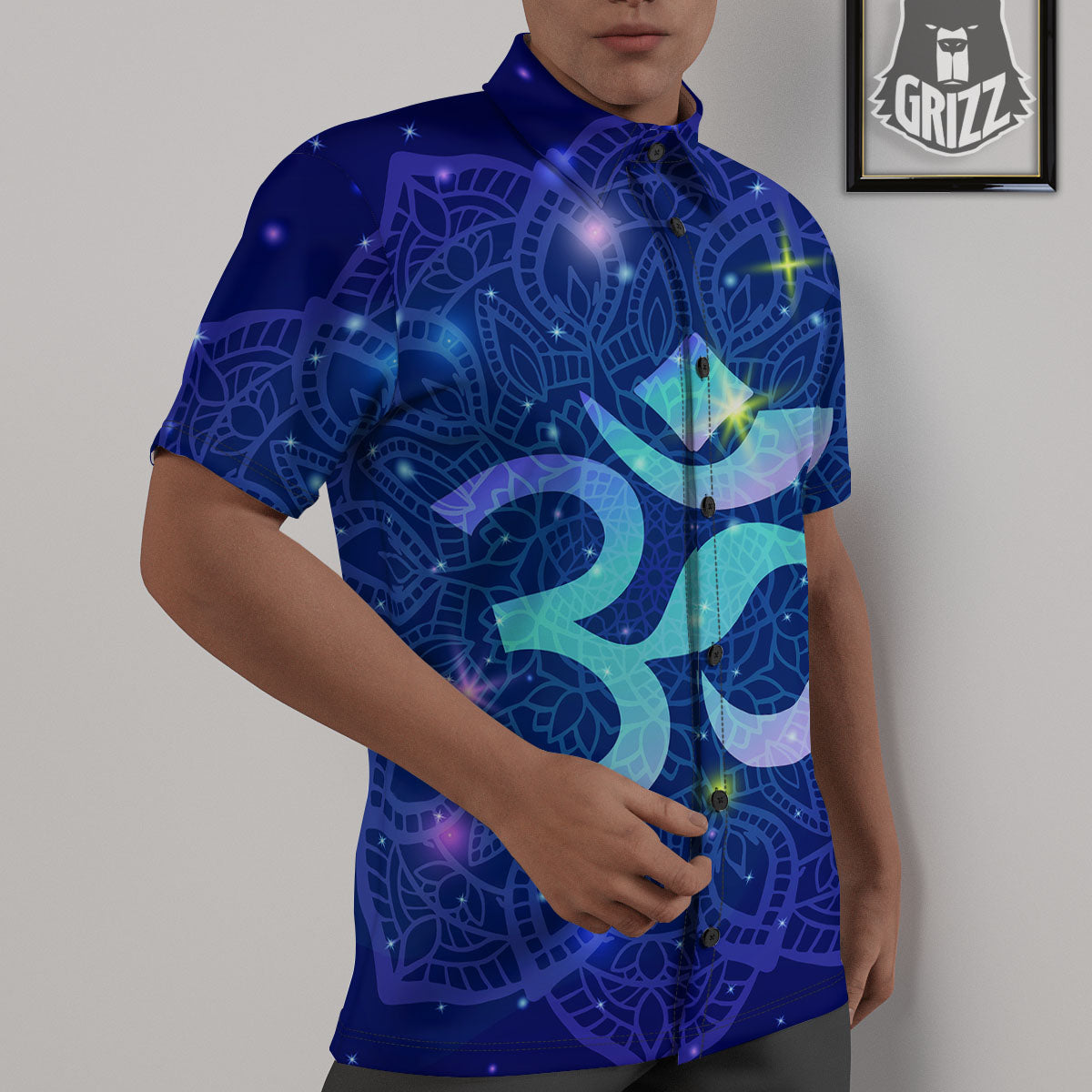 Mandala Spiritual Om Print Untucked Shirts-grizzshop
