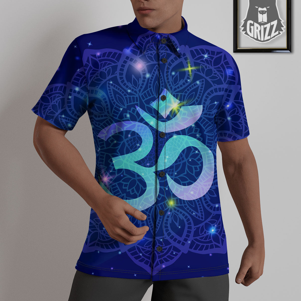 Mandala Spiritual Om Print Untucked Shirts-grizzshop
