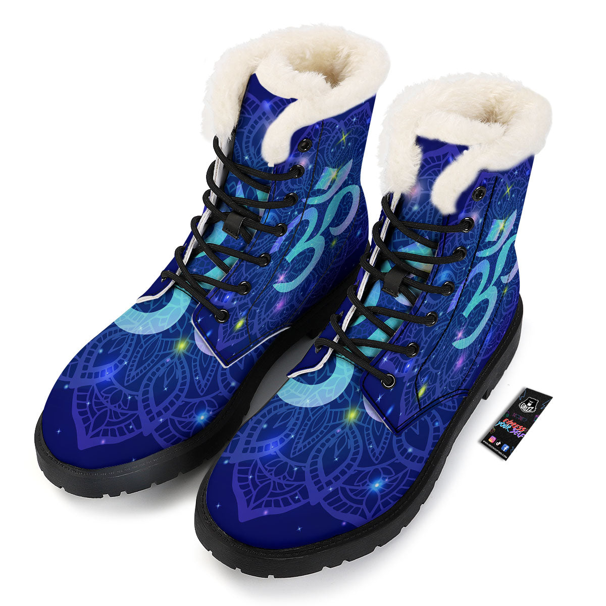 Mandala Spiritual Om Print Winter Boots-grizzshop