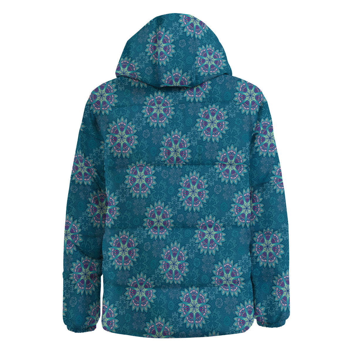 Mandala Teal And Purple Print Pattern Down Jacket-grizzshop