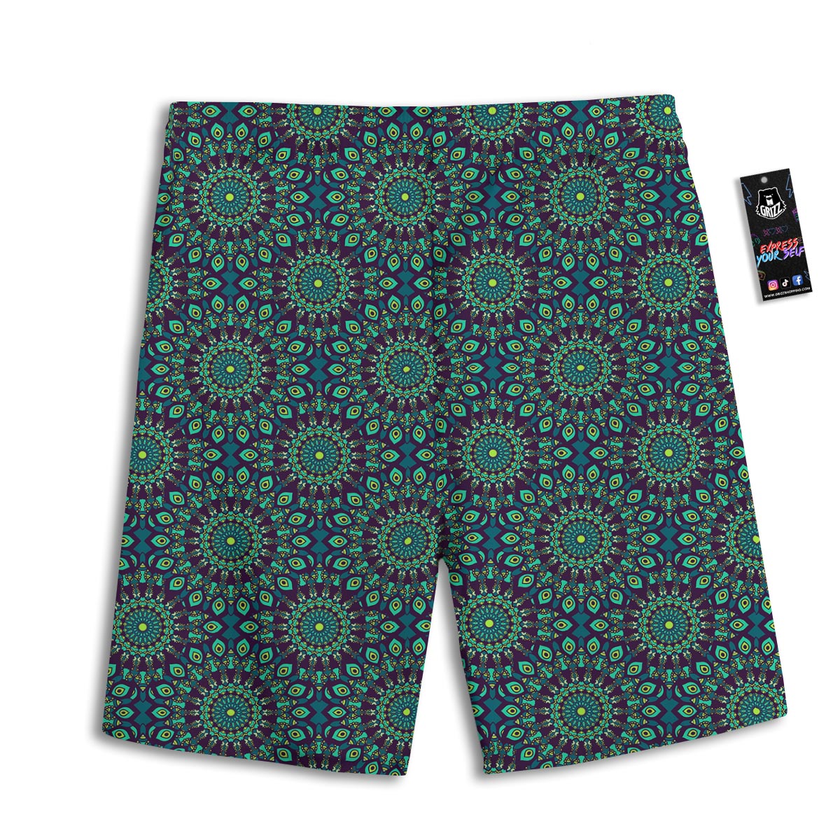 Mandala Teal Bohemian Print Pattern Men's Athletic Shorts