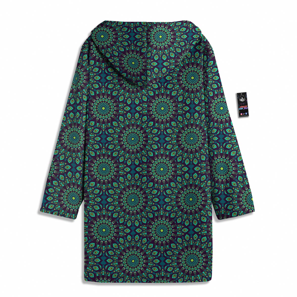 Mandala Teal Bohemian Print Pattern Men's Windbreaker Jacket-grizzshop