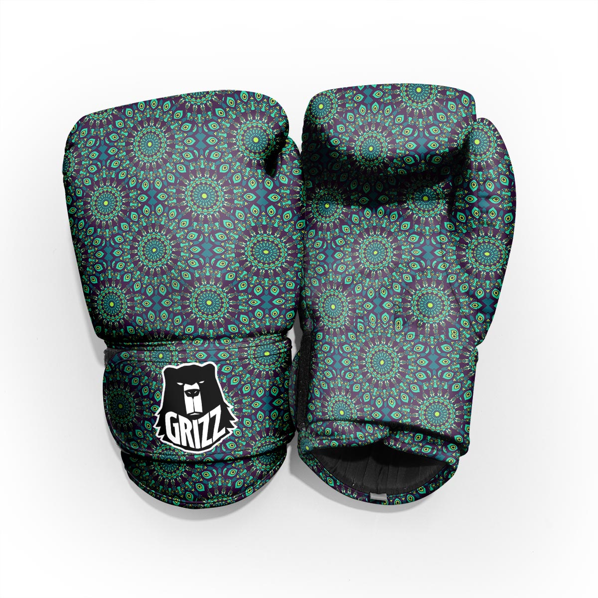 Mandala Teal Bohemian Print Pattern Pro Boxing Glove