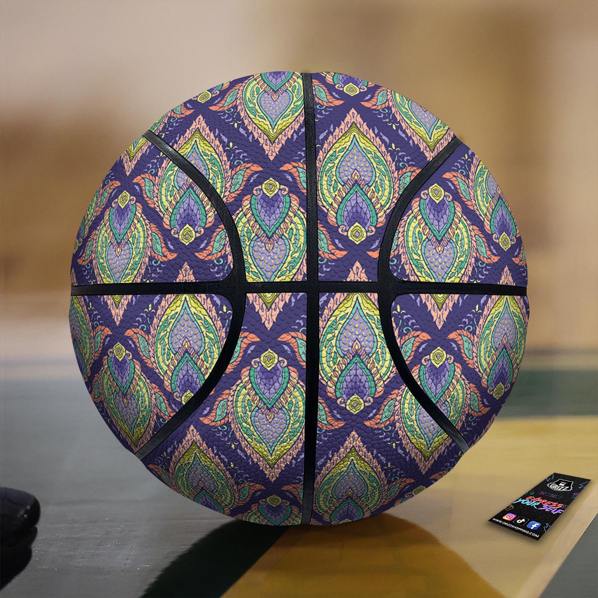Mandala Thai Print Pattern Basketball-grizzshop