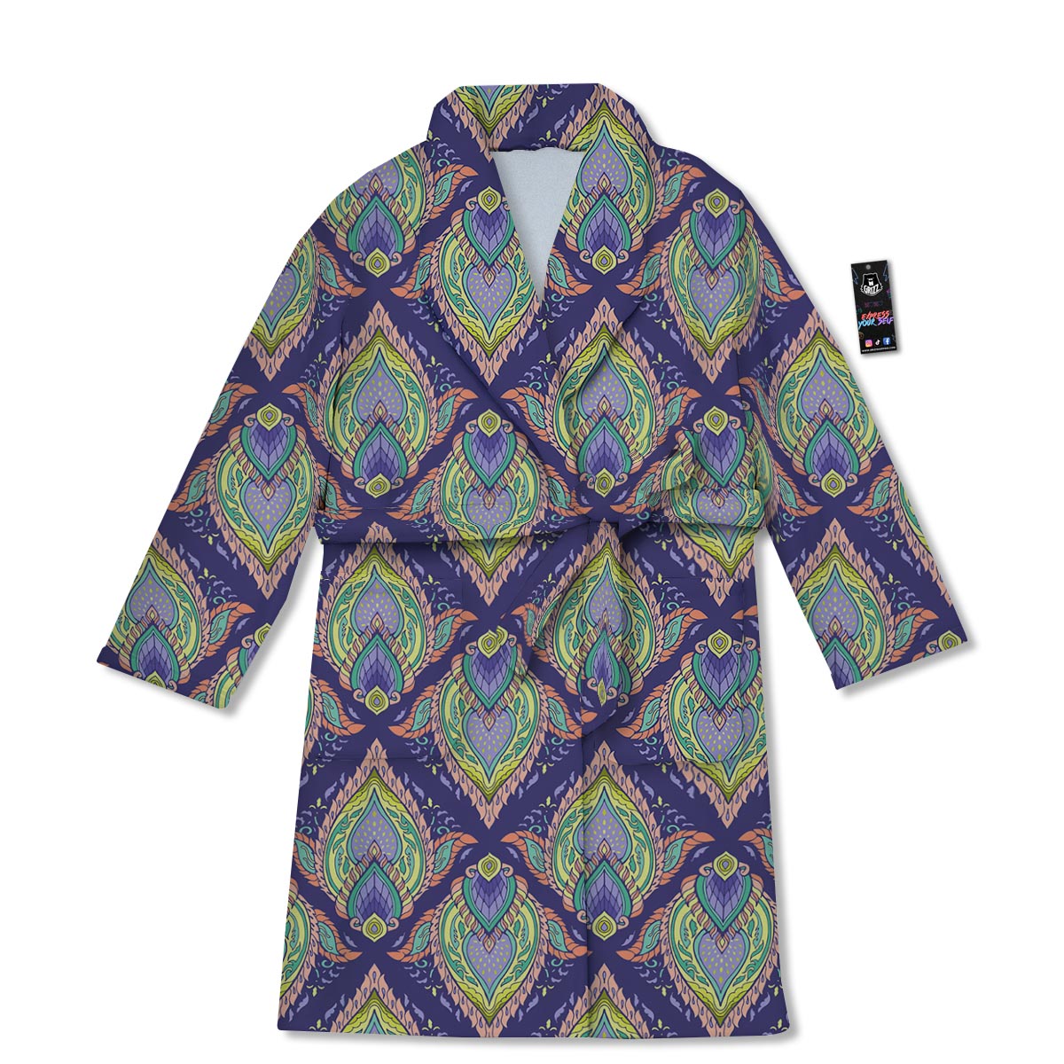 Mandala Thai Print Pattern Bathrobe-grizzshop