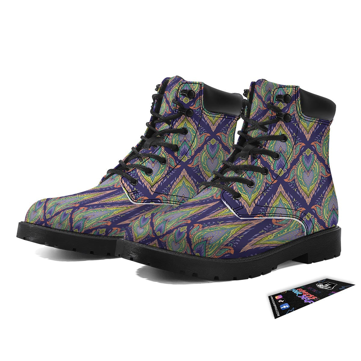 Mandala Thai Print Pattern Boots-grizzshop