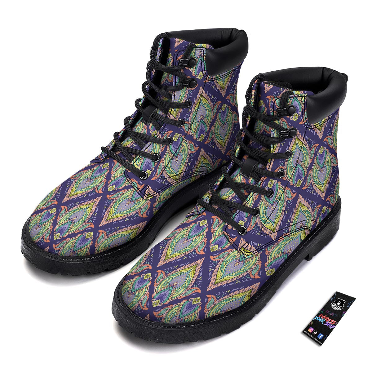 Mandala Thai Print Pattern Boots-grizzshop