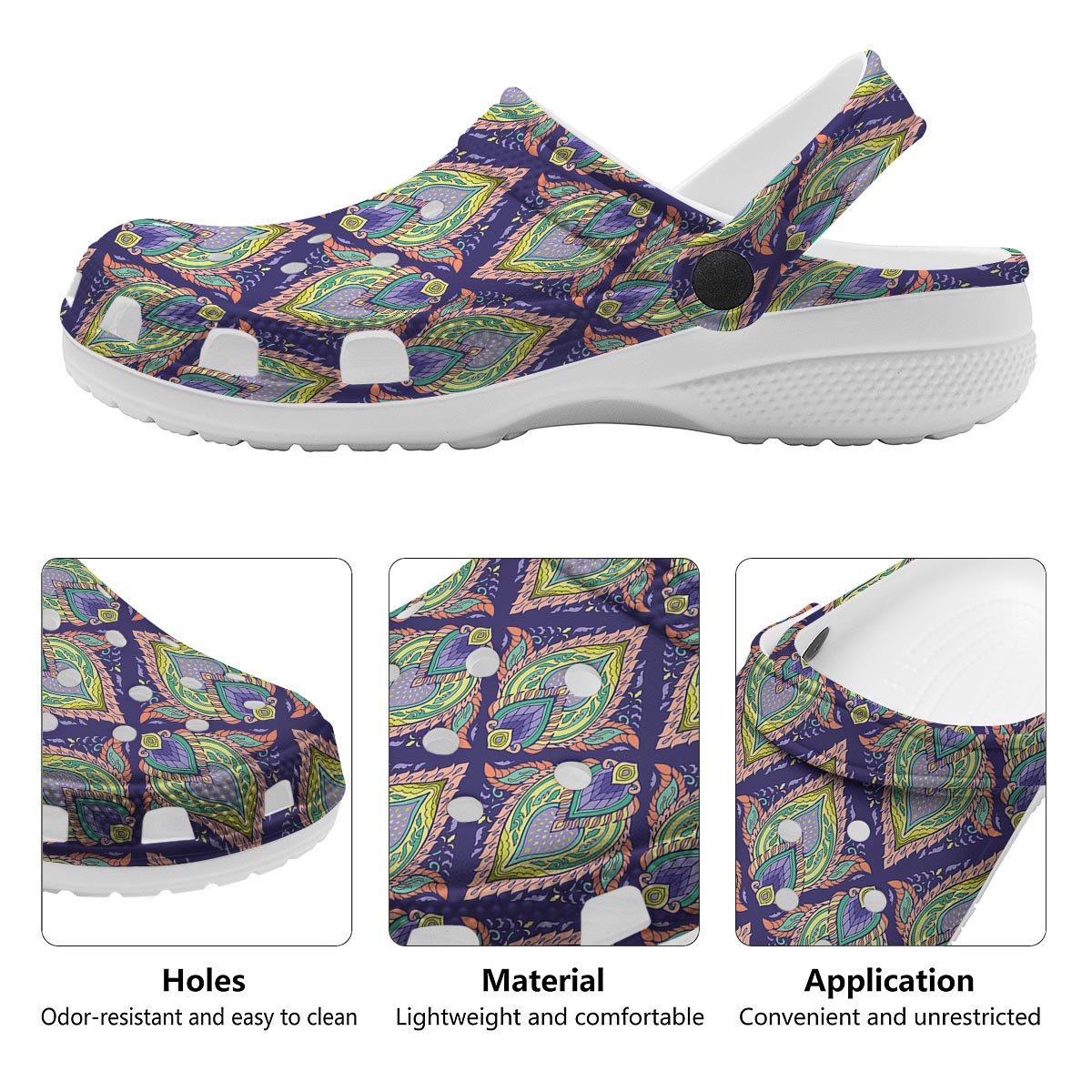 Mandala Thai Print Pattern Clog-grizzshop