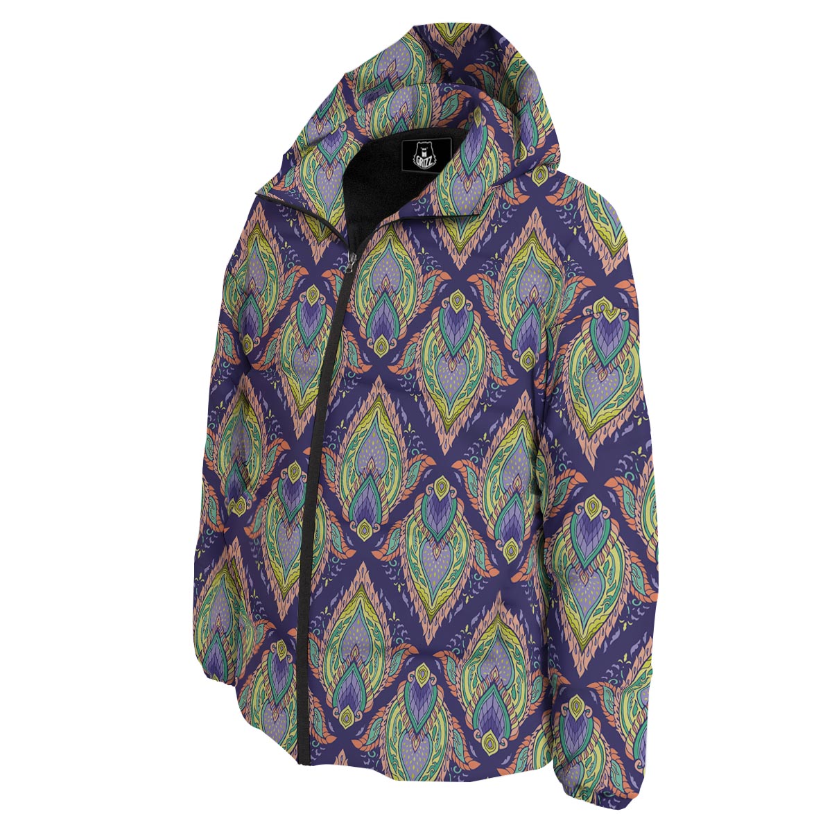 Mandala Thai Print Pattern Down Jacket-grizzshop