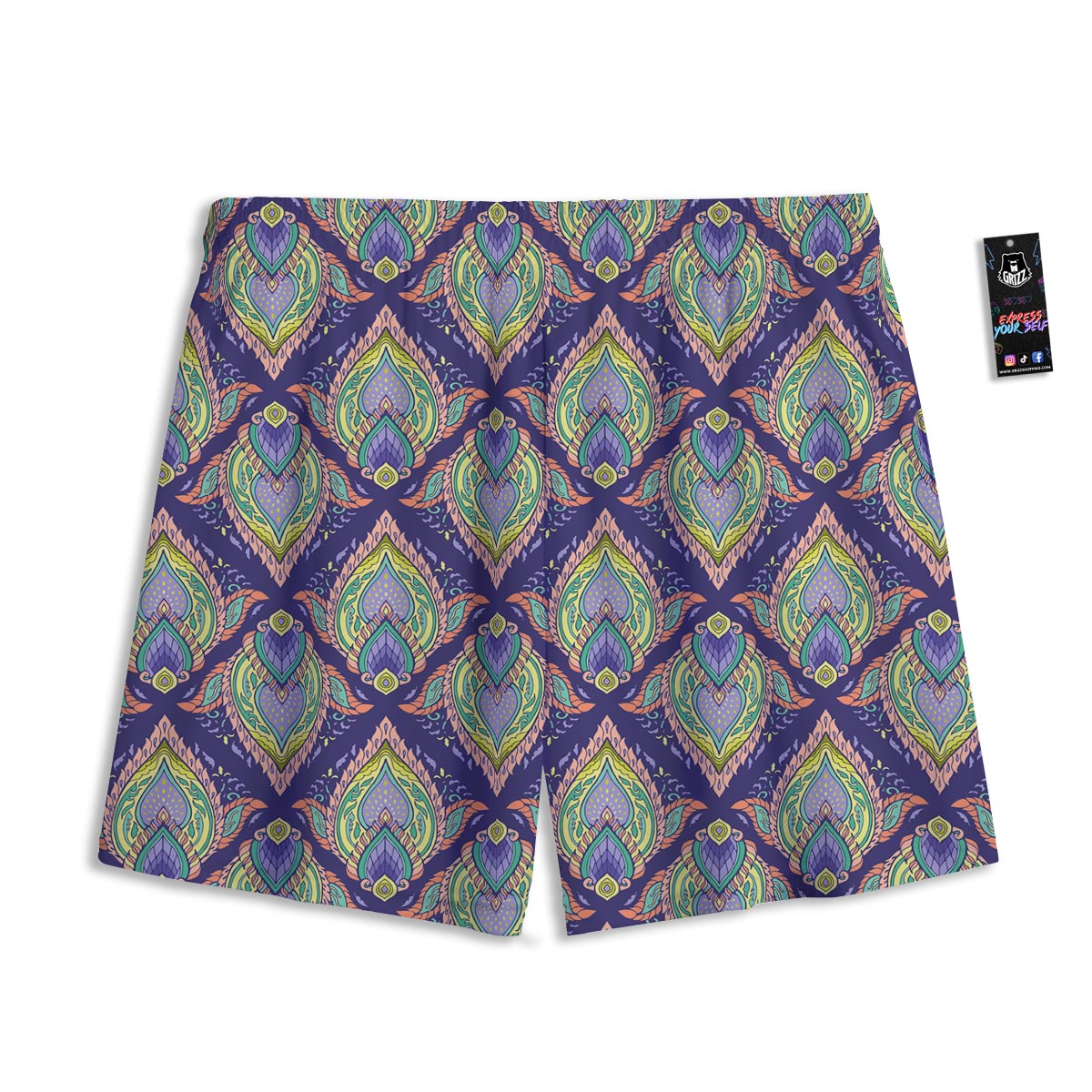 Mandala Thai Print Pattern Mesh Shorts-grizzshop