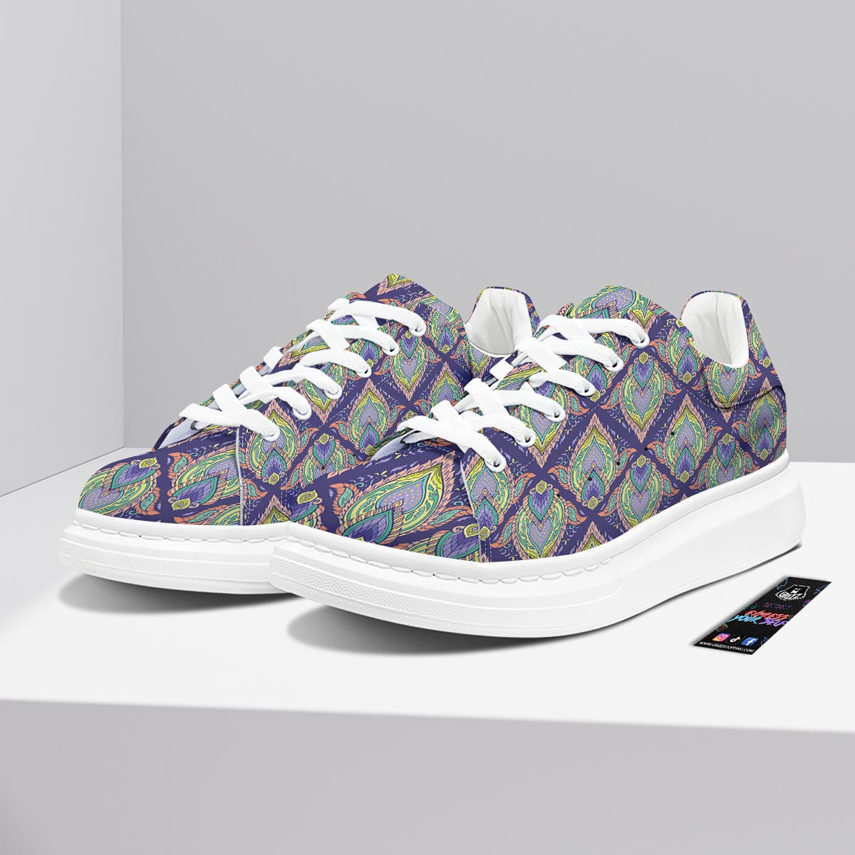 Mandala Thai Print Pattern Platform Shoes-grizzshop