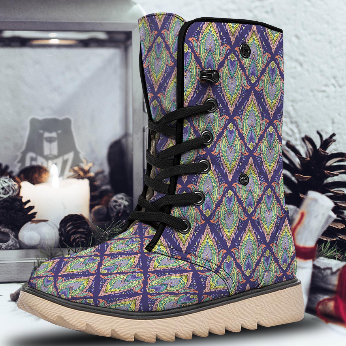 Mandala Thai Print Pattern Snow Boots-grizzshop