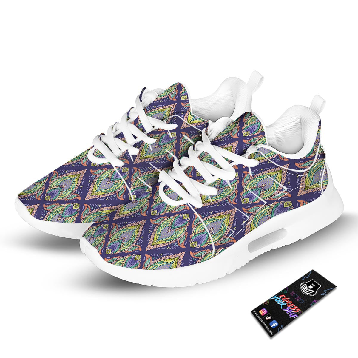 Mandala Thai Print Pattern Tennis Shoes-grizzshop