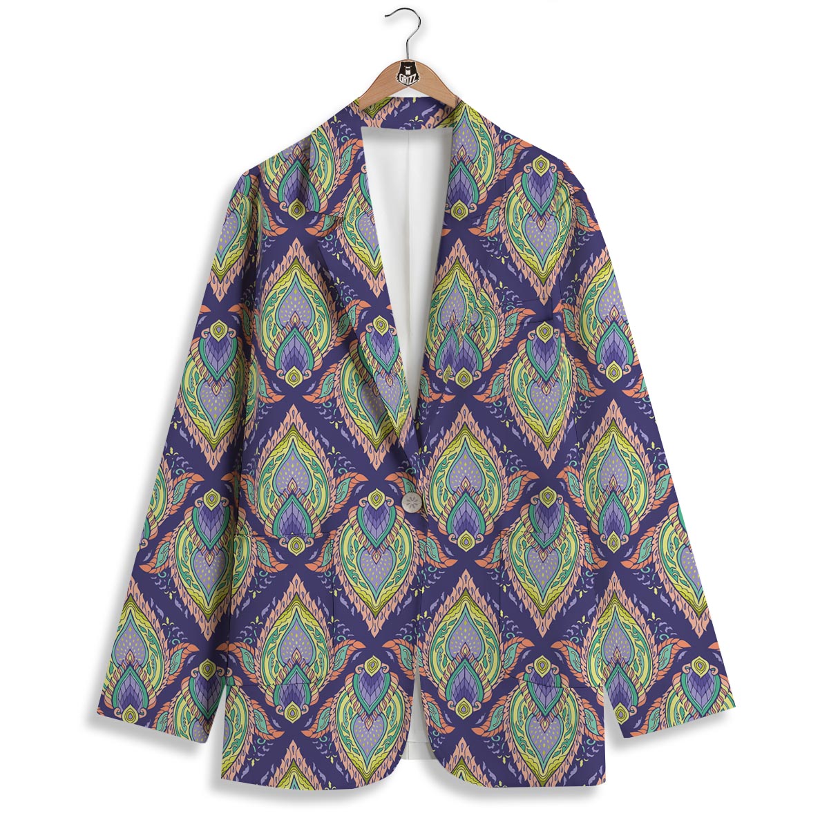 Mandala Thai Print Pattern Women's Blazer-grizzshop
