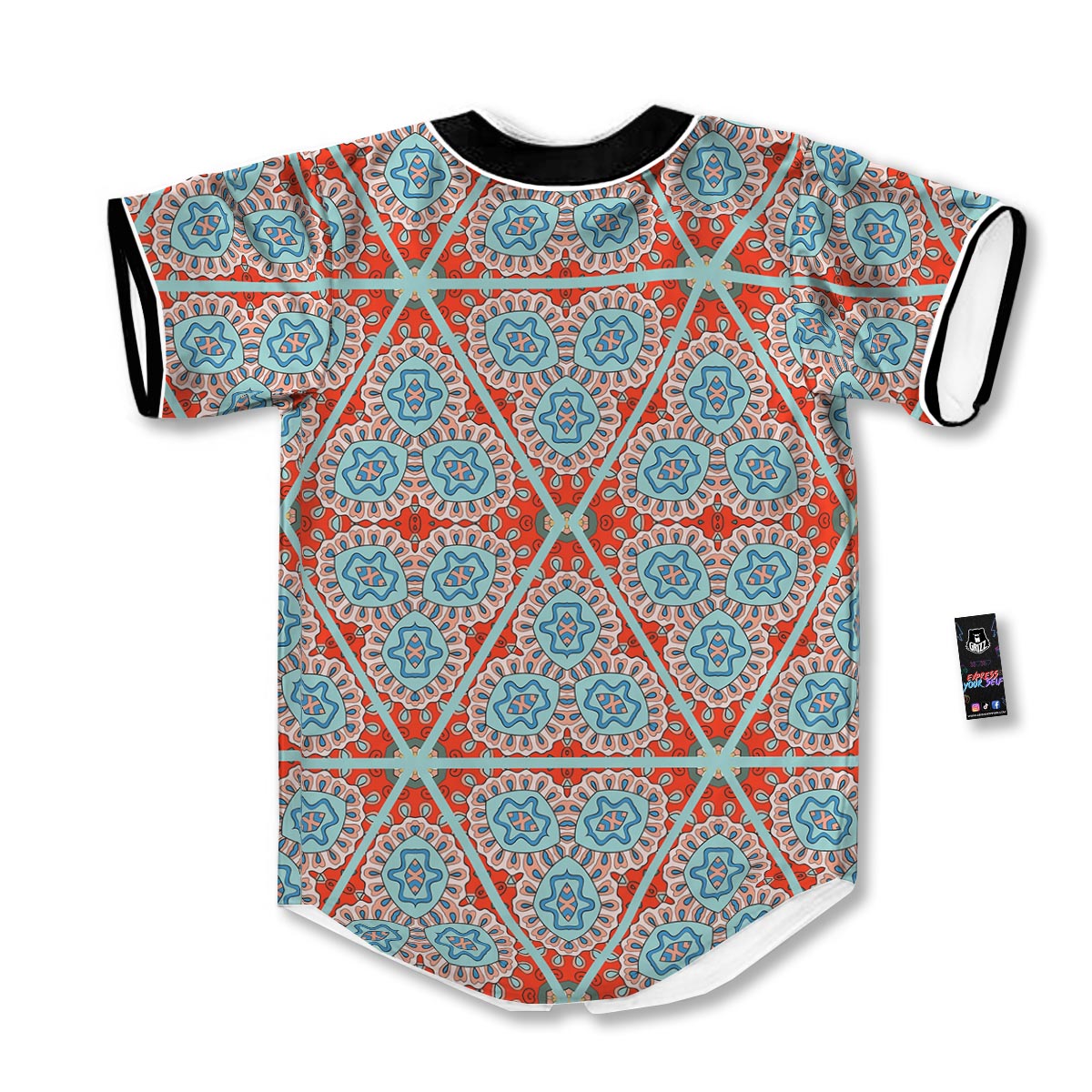 Mandala Triangle Bohemian Print Pattern Baseball Jersey-grizzshop