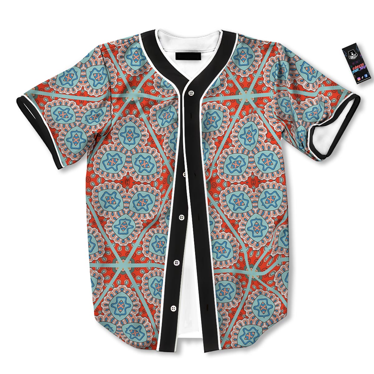 Mandala Triangle Bohemian Print Pattern Baseball Jersey-grizzshop