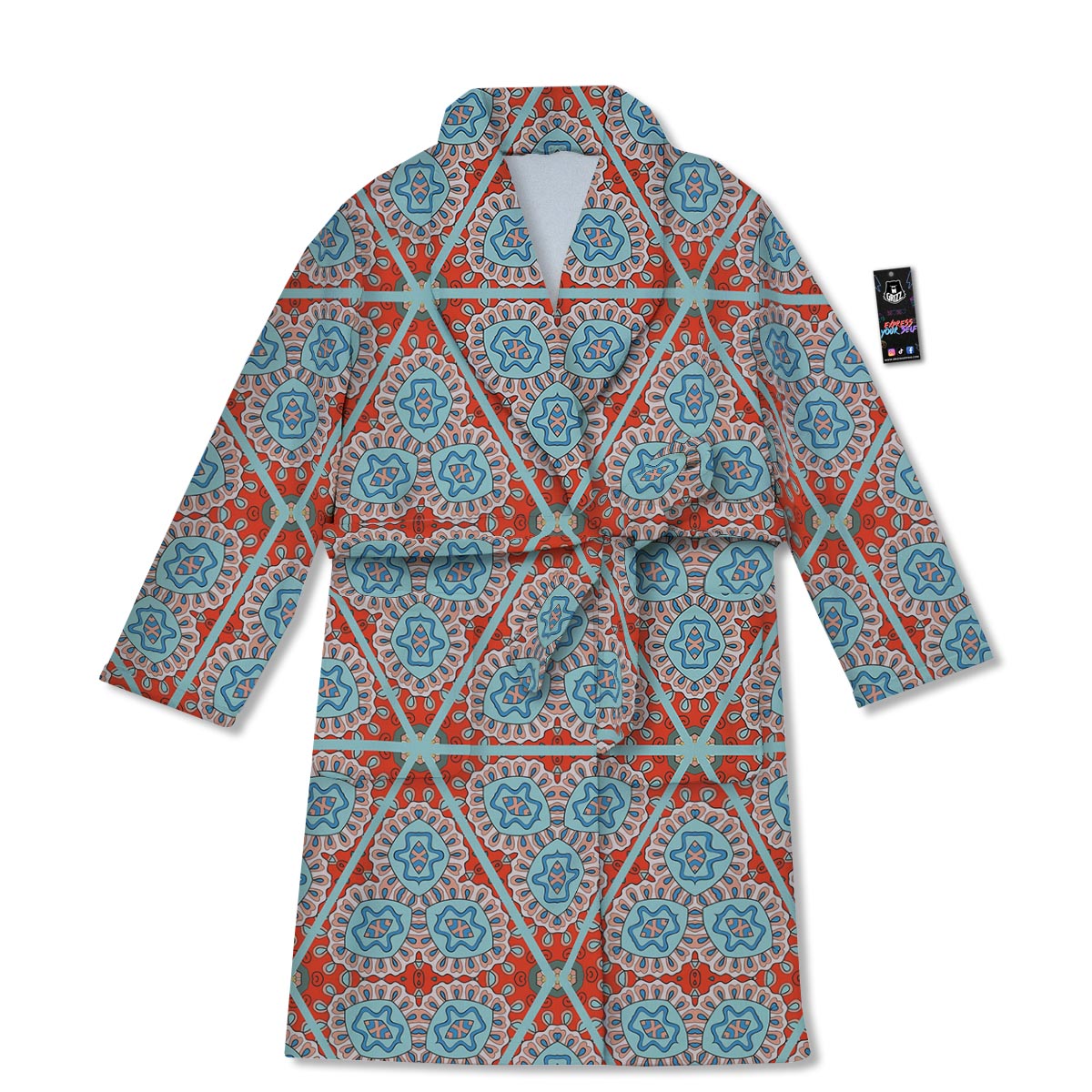 Mandala Triangle Bohemian Print Pattern Bathrobe-grizzshop