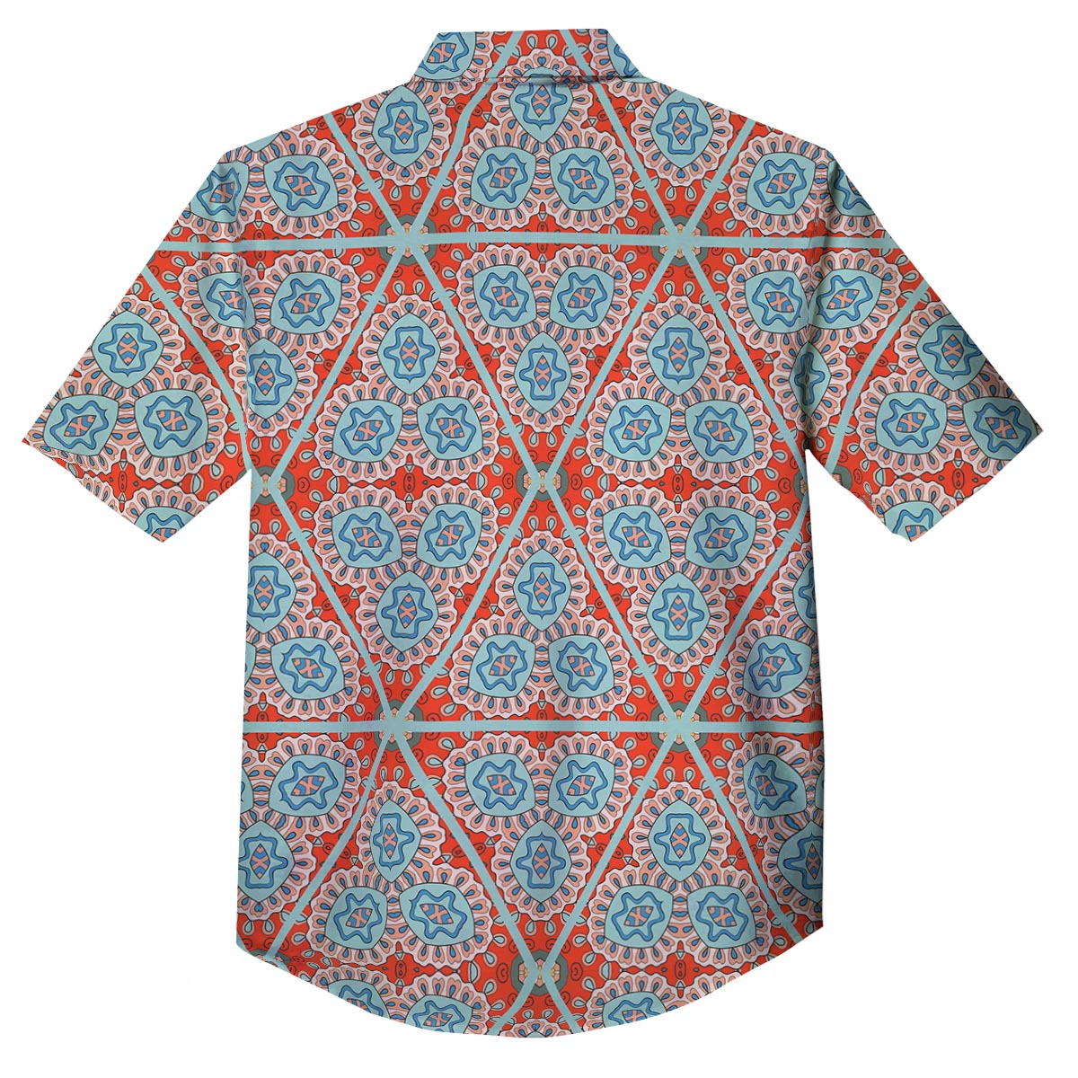 Mandala Triangle Bohemian Print Pattern Button Up Shirt-grizzshop