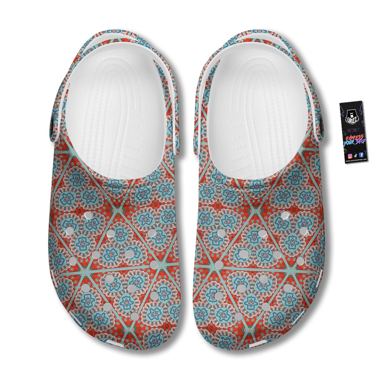 Mandala Triangle Bohemian Print Pattern Clog-grizzshop