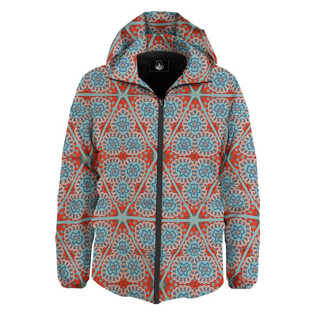Mandala Triangle Bohemian Print Pattern Down Jacket-grizzshop