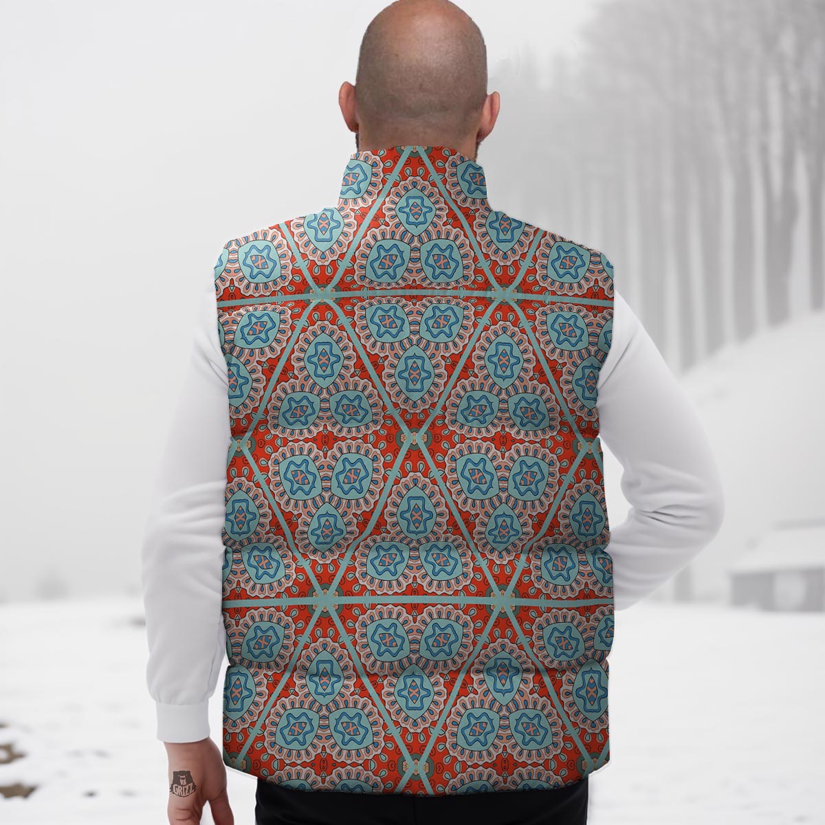 Mandala Triangle Bohemian Print Pattern Down Vest