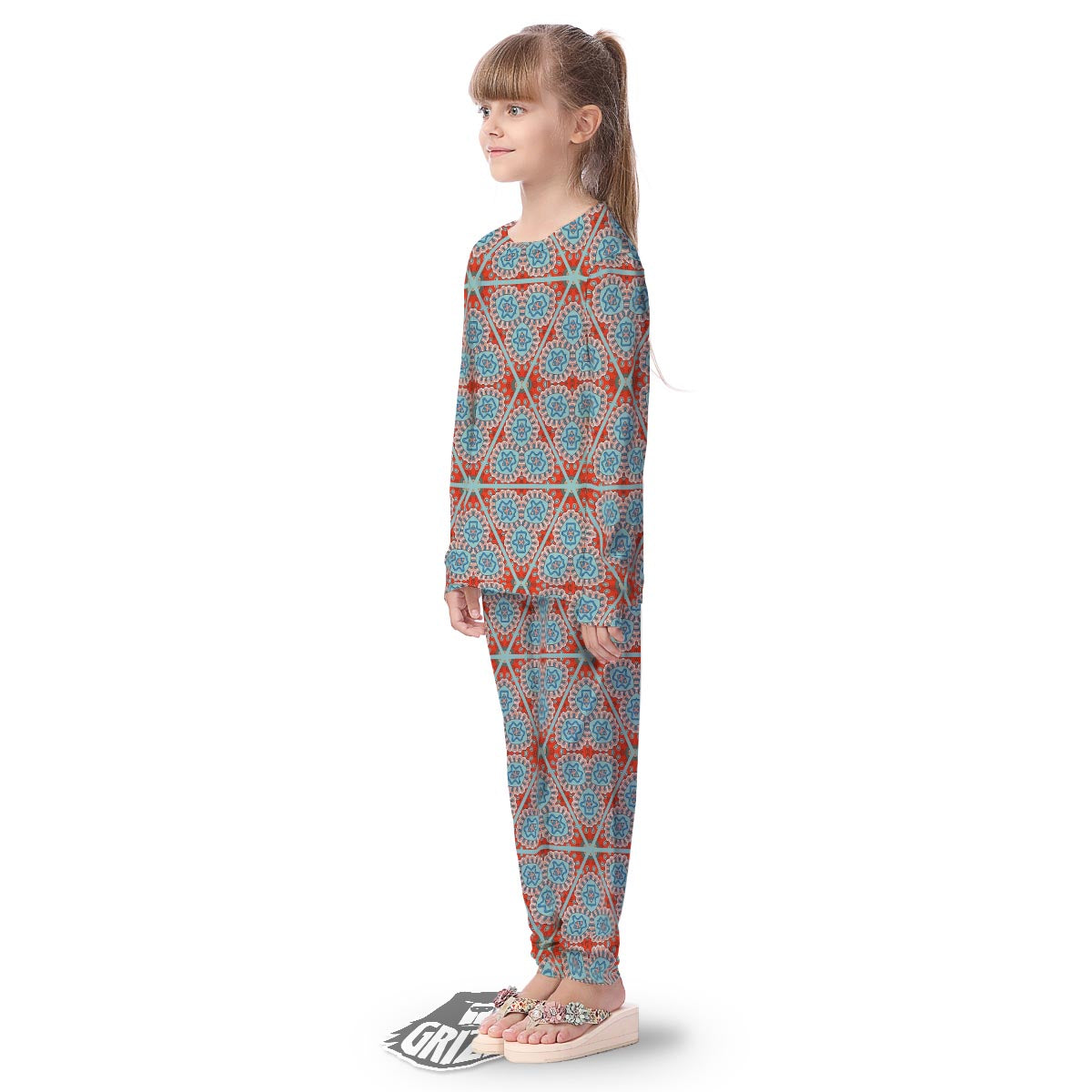 Mandala Triangle Bohemian Print Pattern Kid's Pajamas-grizzshop
