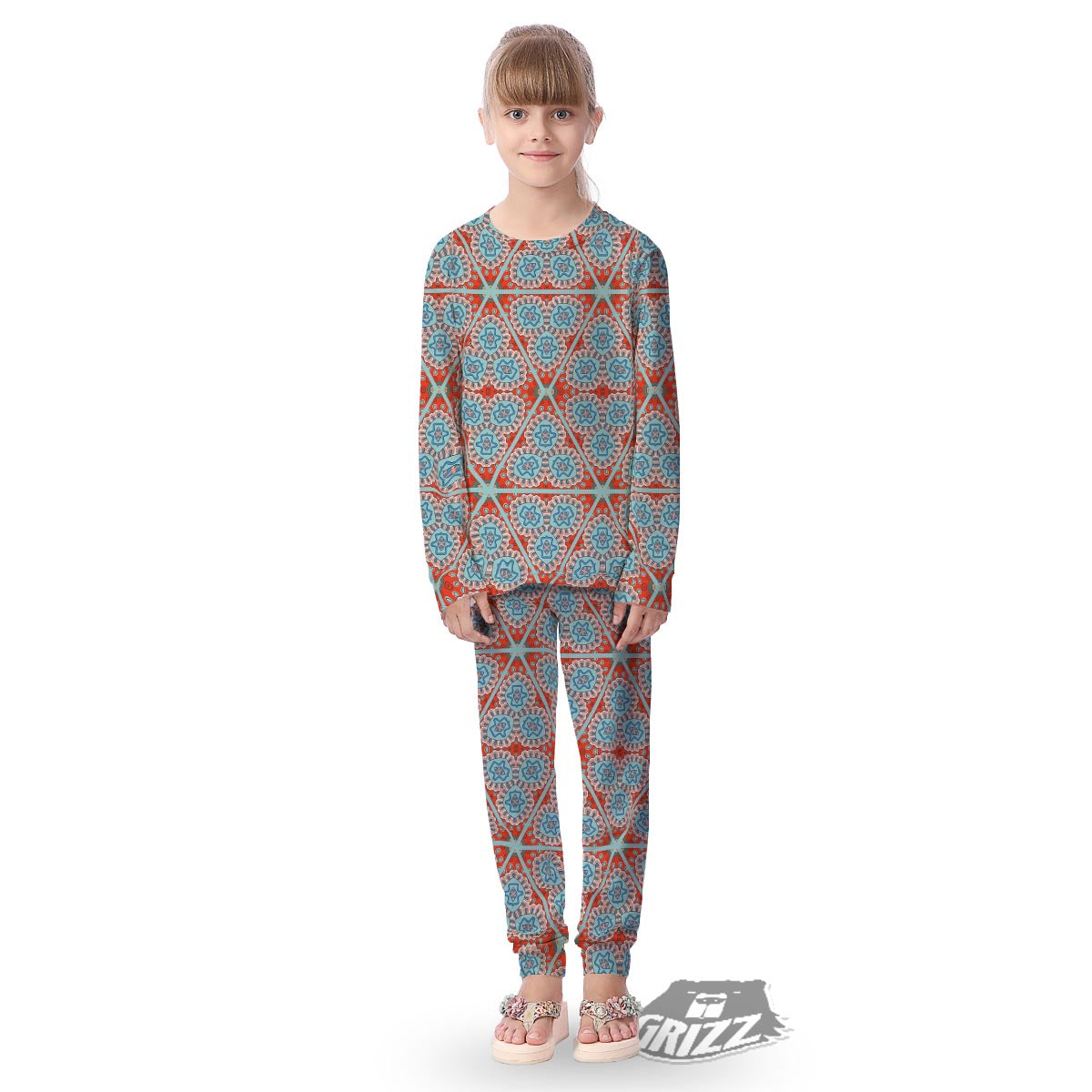 Mandala Triangle Bohemian Print Pattern Kid's Pajamas-grizzshop
