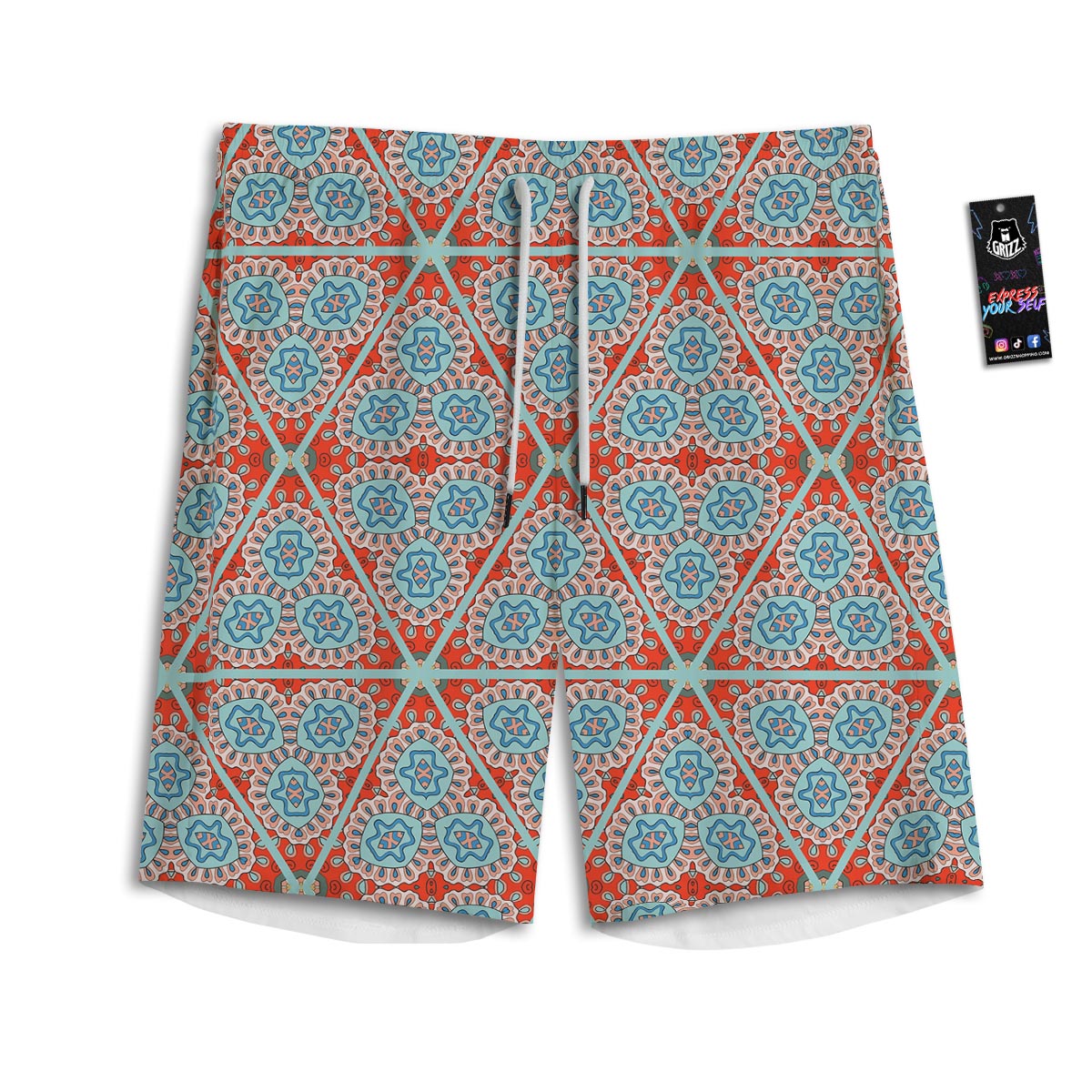 Mandala Triangle Bohemian Print Pattern Men's Athletic Shorts