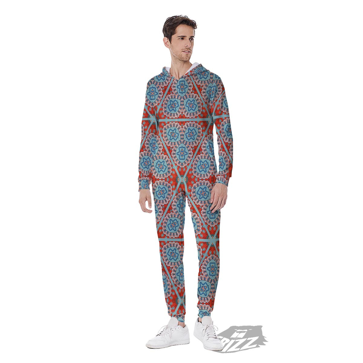 Mandala Triangle Bohemian Print Pattern Men's Jumpsuit-grizzshop