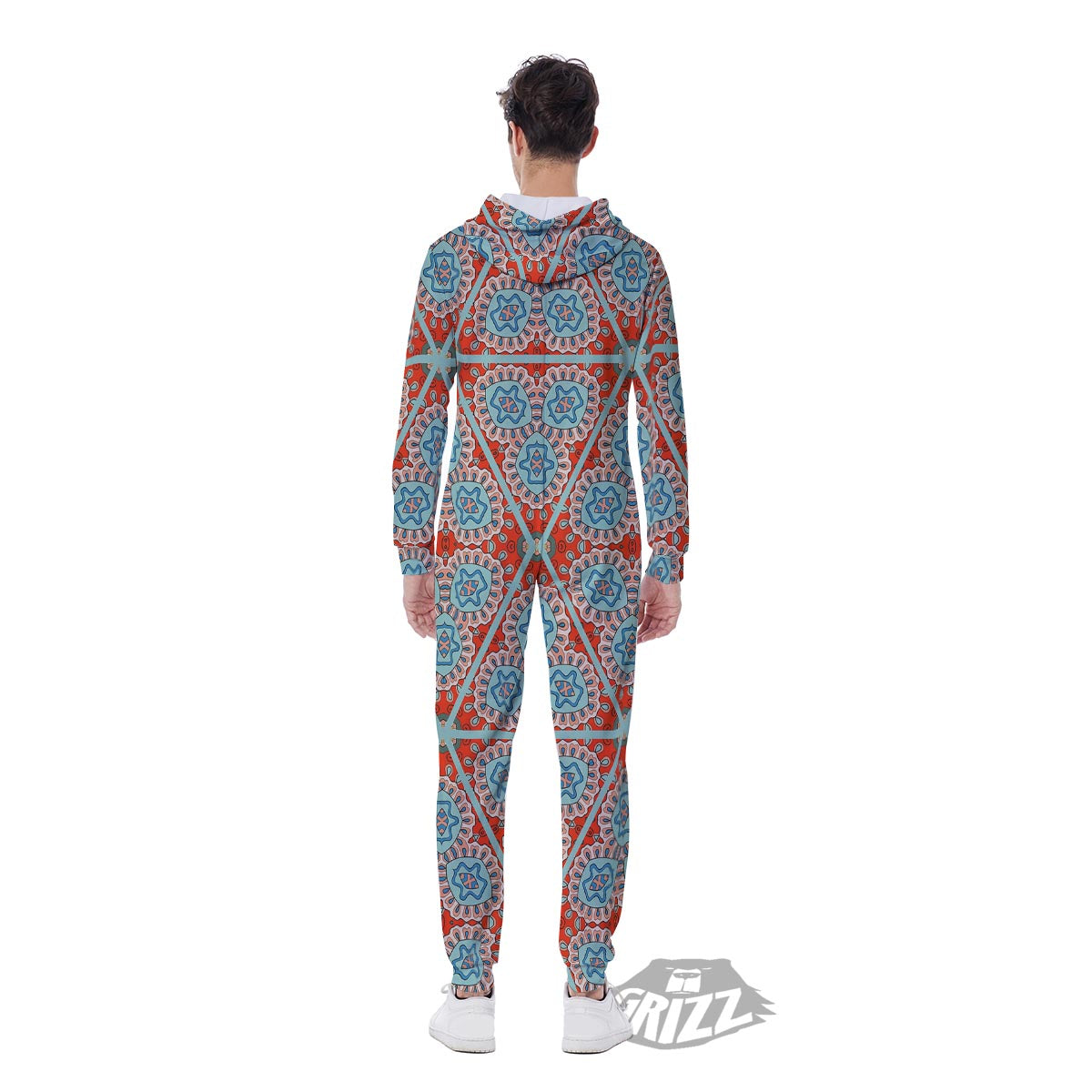 Mandala Triangle Bohemian Print Pattern Men's Jumpsuit-grizzshop
